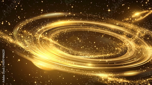 Abstract background with a golden ring design. Celestial Golden Rings. Illustration photo