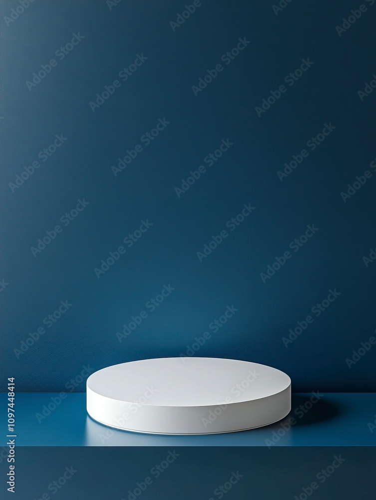 Abstract empty white podium on blue background. Mock up stand for product presentation. Abstract empty white podium on blue background. Mock up stand for product presentation.