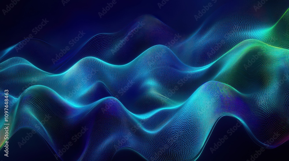 Abstract Blue and Green Wave Background Digital Data Flow, Network Connection, Technology Texture Abstract Blue and Green Wave Background Digital Data Flow, Network Connection, Technology Texture