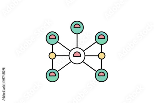 Network Nodes and Connections | isolated silhouette vector illustration on white background