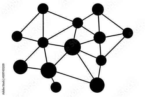 Network Nodes and Connections | isolated silhouette vector illustration on white background