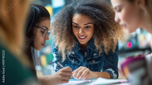 Engaging Young Women Collaborating on Creative Projects Together