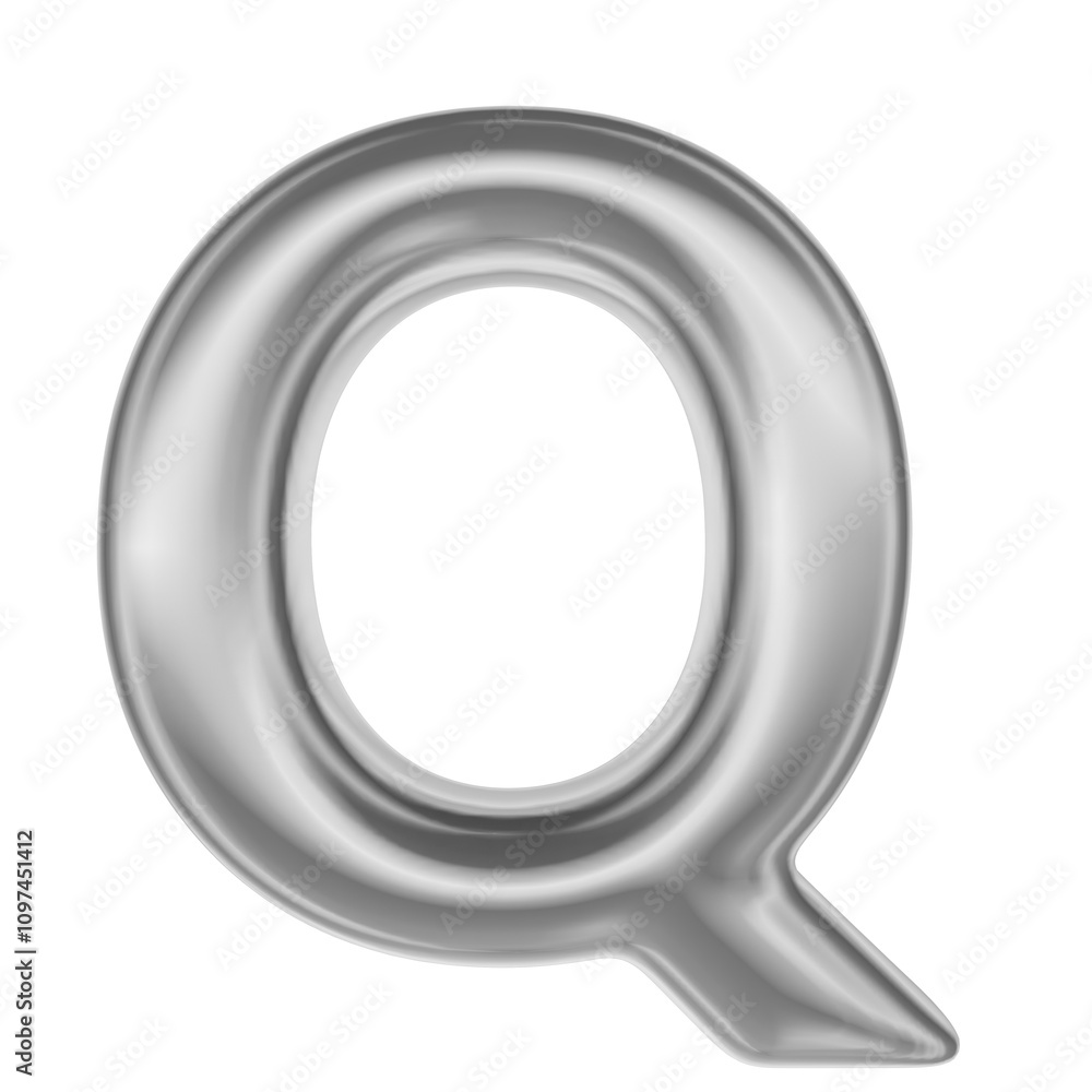 Font Q Silver 3D Render Font Q Silver 3D Render