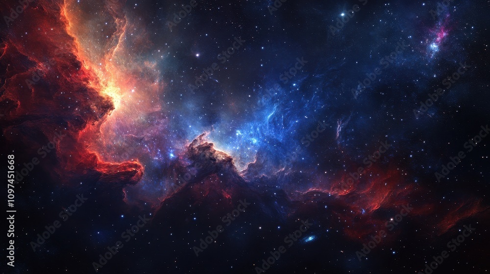 Stunning Nebula in Deep Space Vibrant Red and Blue Cosmic Clouds, Stars, and Celestial Dust - High-Resolution Astronomy Image Stunning Nebula in Deep Space Vibrant Red and Blue Cosmic Clouds, Stars, and Celestial Dust - High-Resolution Astronomy Image