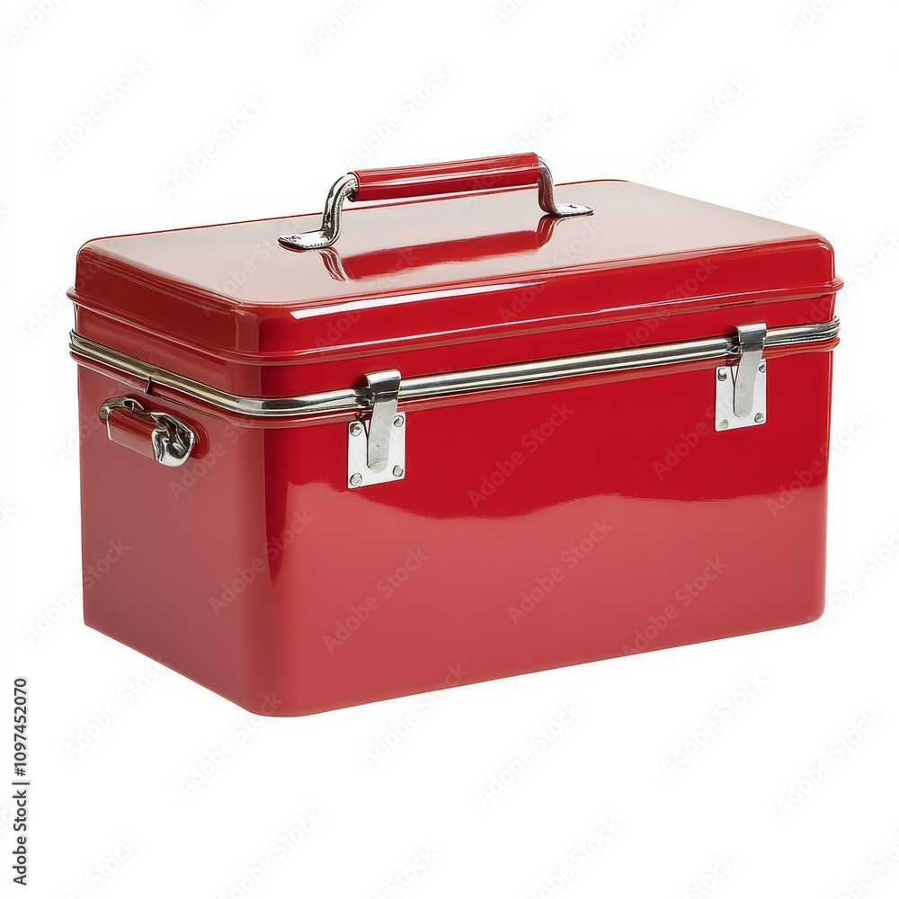 vibrant red toolbox with sleek design and metal accents vibrant red toolbox with sleek design and metal accents
