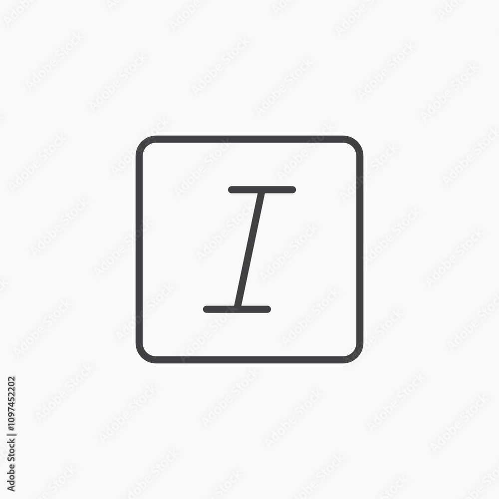 Italic button icon isolated on white background Italic button icon isolated on white background