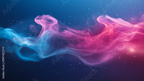 A mesmerizing piece of abstract fluid art featuring vivid pink and blue waves that create a dreamy, smoke-like effect in a cosmic-looking scene. Abstract Fluid Dreams. Illustration photo