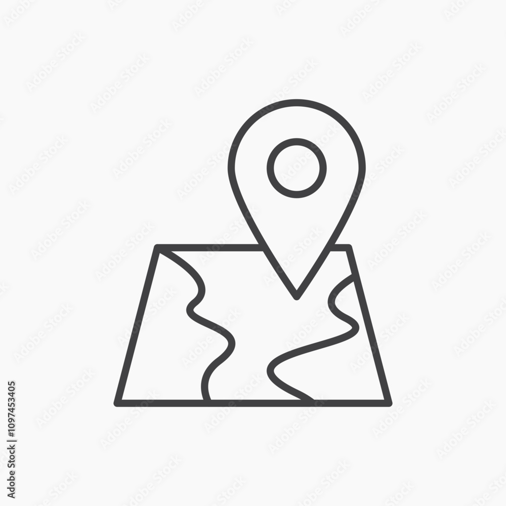 Map icon isolated on white background Map icon isolated on white background