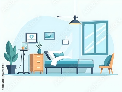 An icon of patient room in flat style