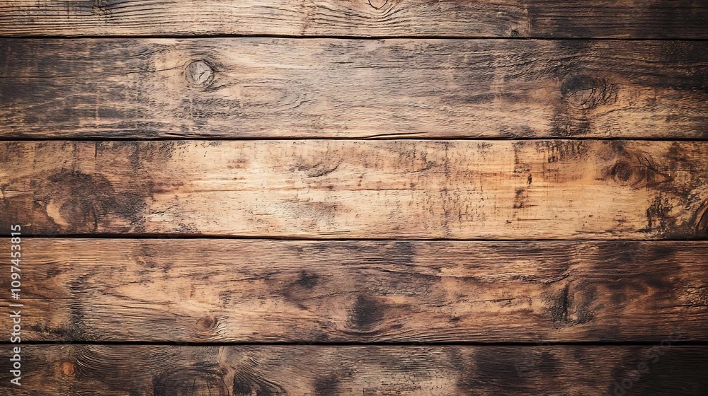 Fototapeta premium Dark brown rustic wooden planks background texture.