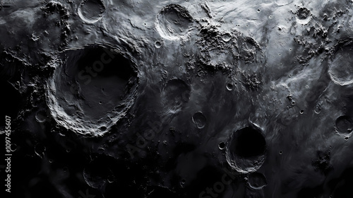 Close exploration textured surface moon capturing intricate geological details features, lunar, craters, rocks, terrain, landscape, geology, pebbles, light. Vast Lunar Plains. Illustration