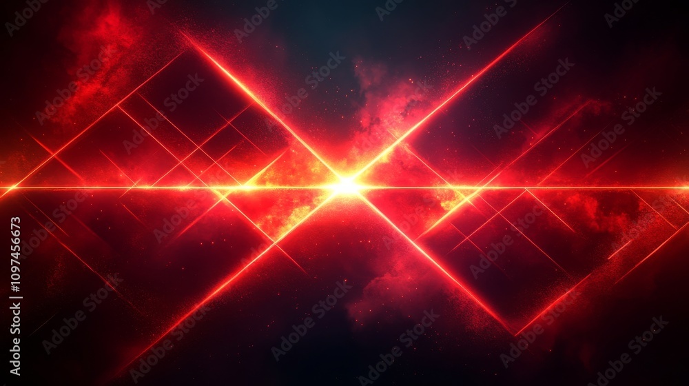 Vibrant red laser beams cross the cosmos Vibrant red laser beams cross the cosmos