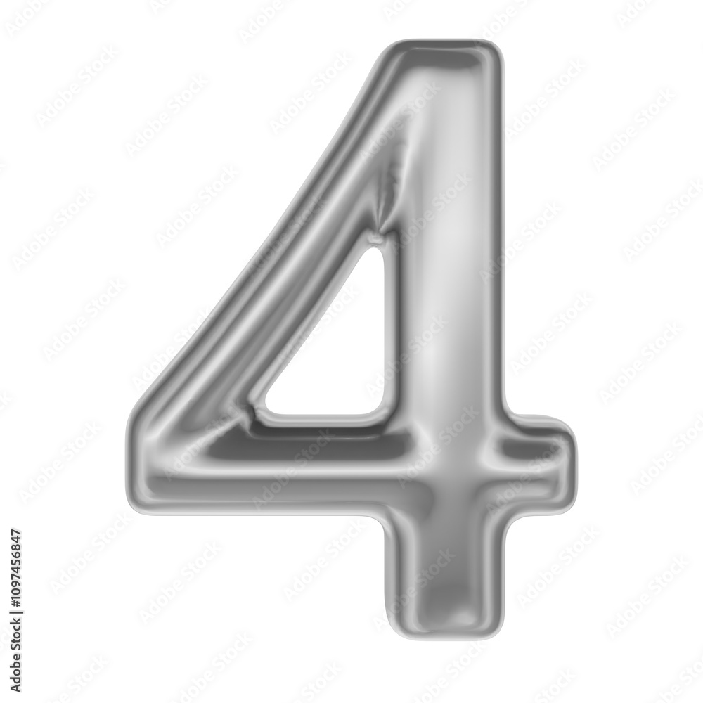 Number Silver 3D Render 4 Number Silver 3D Render 4