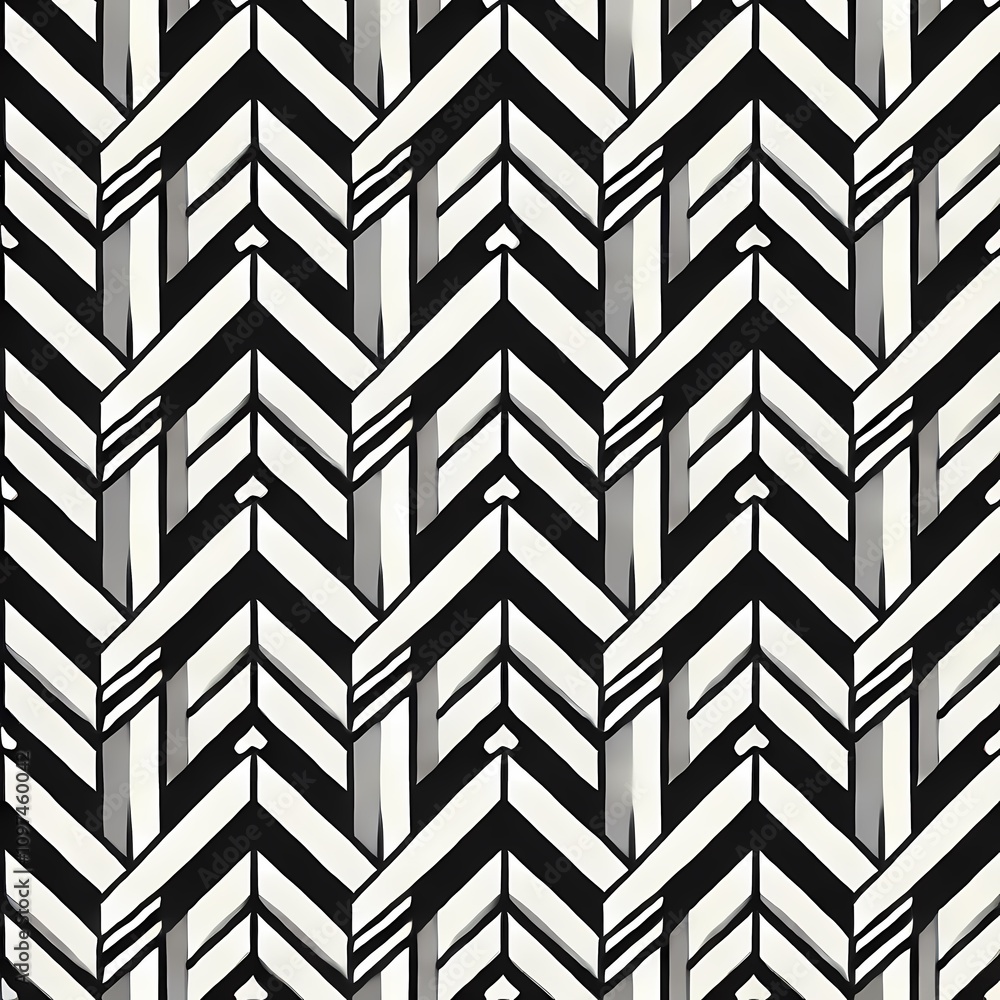 Elegant Black Line Art Seamless Pattern on White Background Elegant Black Line Art Seamless Pattern on White Background
