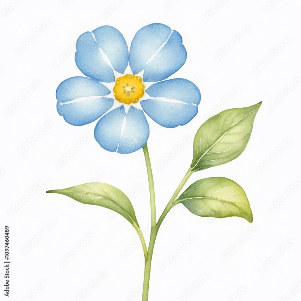 Fototapeta premium Watercolor Blue Flower Delicate Blossom Spring Floral Botanical Illustration
