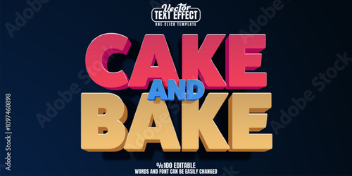 Cake editable text effect, customizable bake and dessert 3d font style