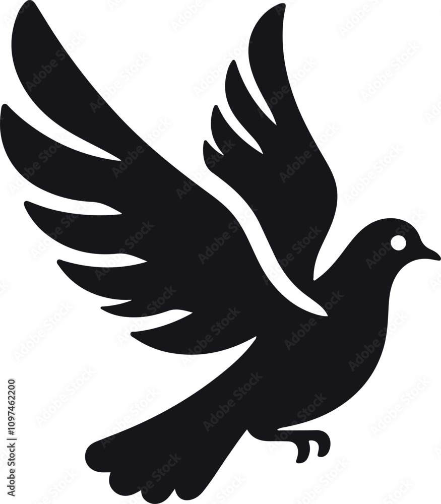 Obraz premium Dove Bird icon Silhouette vector white background
