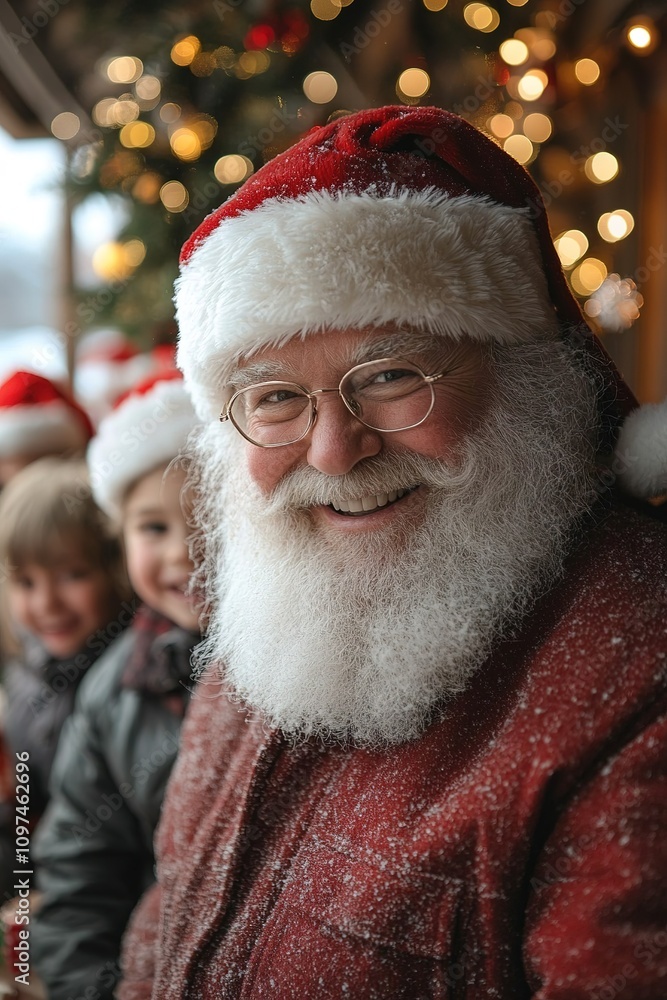 Funny happy kid taking gift from bag of Santa Claus. holidays, christmas, childhood Funny happy kid taking gift from bag of Santa Claus. holidays, christmas, childhood