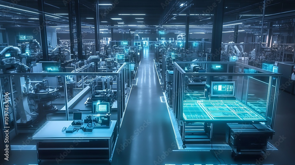 Naklejka premium Exploring the efficiency of IIoT machines in modern manufacturing.
