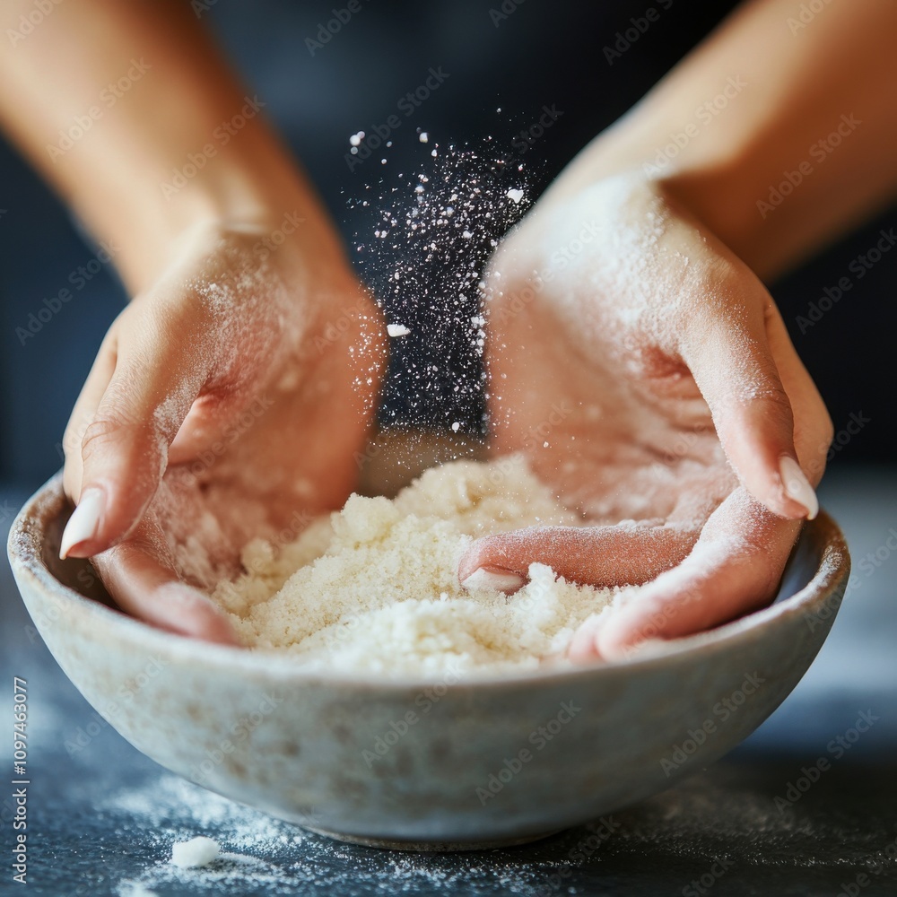 Fototapeta premium Close-up of hands mixing natural ingredients