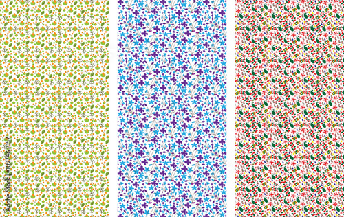 set of seamless patterns with flower 