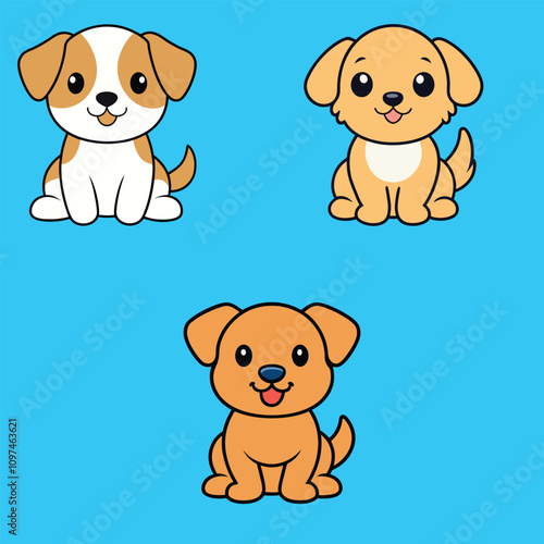 Collection of Cute Bojack Dog Clipart Vector illustration
