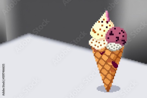 Pixel Ice Cream Cone – An ice cream cone where the ice cream s photo