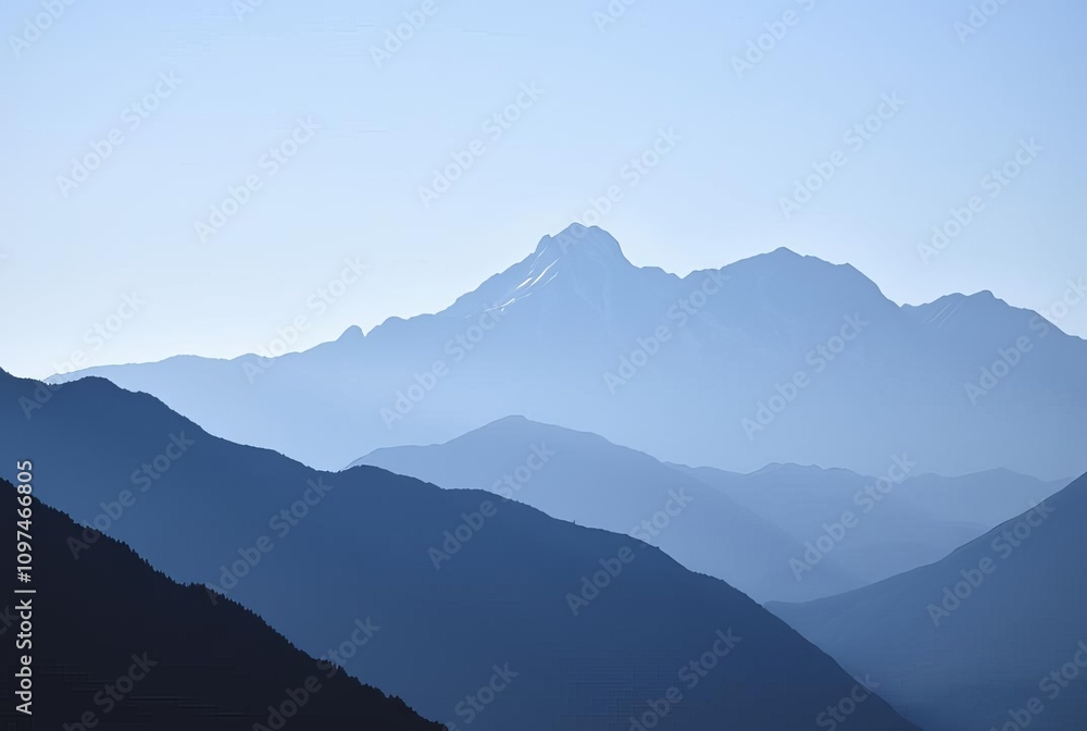 Obraz premium Silhouette of a majestic mountain range Evokes a sense of advent