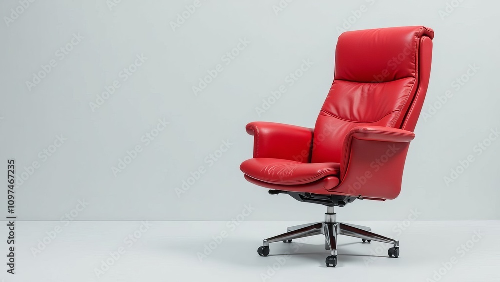 Office leather red chair isolated on grey background Office leather red chair isolated on grey background