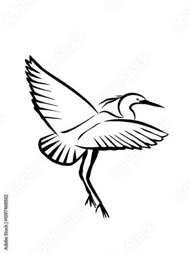 illustration of an egret