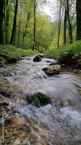 Serene Forest Stream: A Tranquil Nature Scene