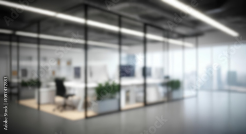 モダンなオフィス背景、デフォーカス写真｜Defocus effect of modern business office background photo