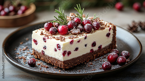 Wallpaper Mural Gingerbread cheesecake. Cookies and cream cheese with marshmallow, fresh cranberry and rosemary. Festive new year dessert. Torontodigital.ca