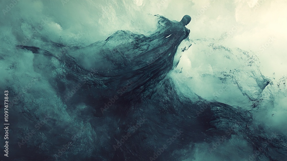 Obraz premium Oceanic Specter: A Surrealist Masterpiece of Dark Fantasy