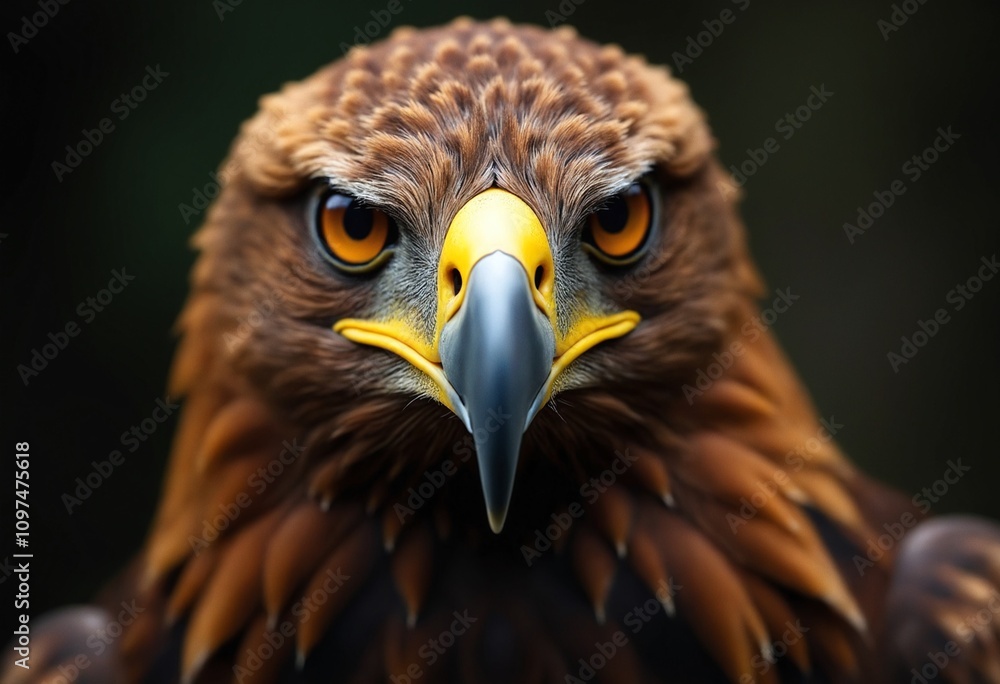 Obraz premium A striking close-up of a majestic golden eagle showcasing its fierce gaze and intricate feather details, This image is ideal for wildlife articles