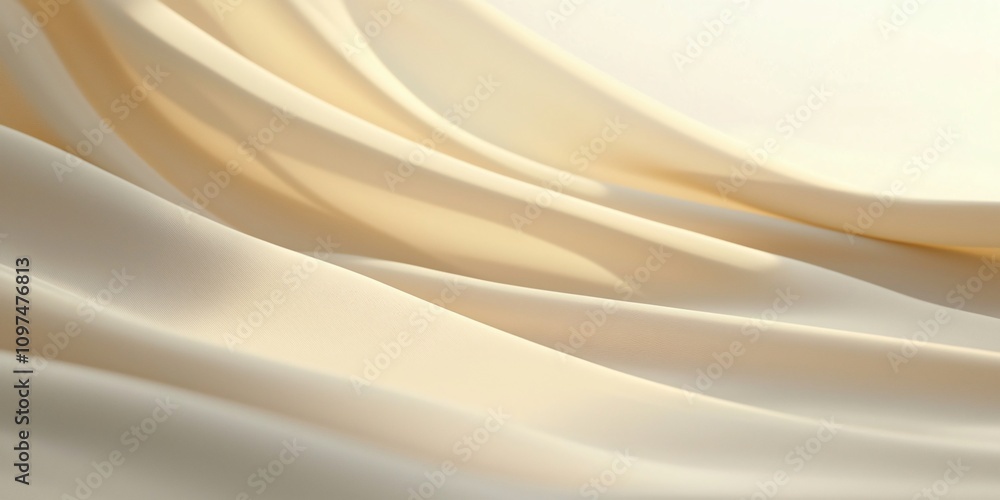 Obraz premium Elegant Draping of Ivory Silk Fabric Stylish Interior Textile Photography Soft Atmosphere Close-up Aesthetic Beauty