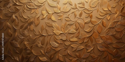 Sophisticated Background Design Interior Space Patterned Wall Art Elegant Environment Close-up View Textured Leaf Concept
