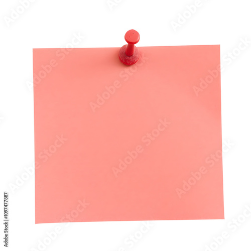 empty sticky note or black paper push pin with thumbtack isolated on transparent background
