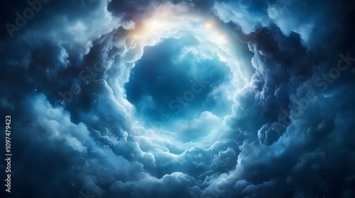 A stunning celestial phenomenon unfolds as the Sirian Stargate opens, resembling delicate petals among swirling clouds in the vastness of outer space. photo