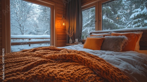 Cozy Winter Cabin Bedroom W...