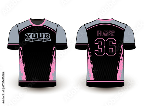 All sports player jersey design with an elegant edgy and wild look. Sports gear template mockup perfect fit for all sports. The designs that go on casual wear, shirts, fashion apparel, and all kind 