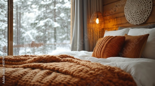 Cozy Knitted Blanket And Pi...