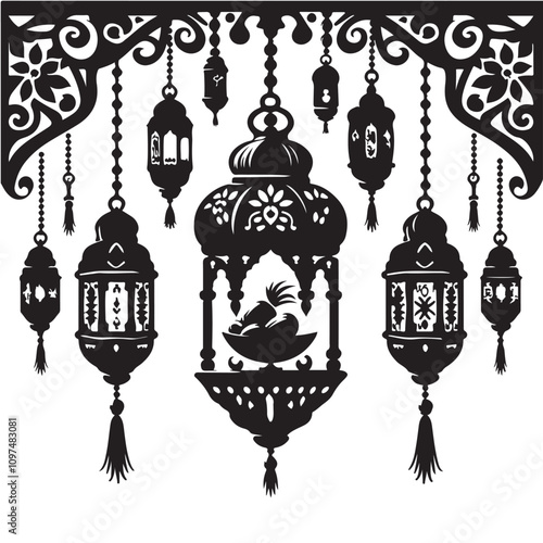 This awesome Ramadan Lantern Black Glyph Icon for your design and other use