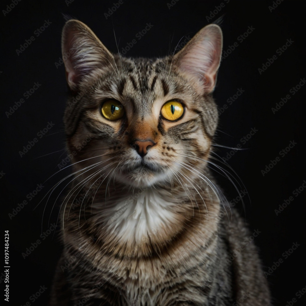 A Cat with yellow eyes with a dark background A Cat with yellow eyes with a dark background