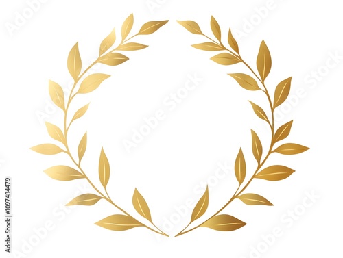 Golden logo frame,Elegant Golden Laurel Wreath Emblem