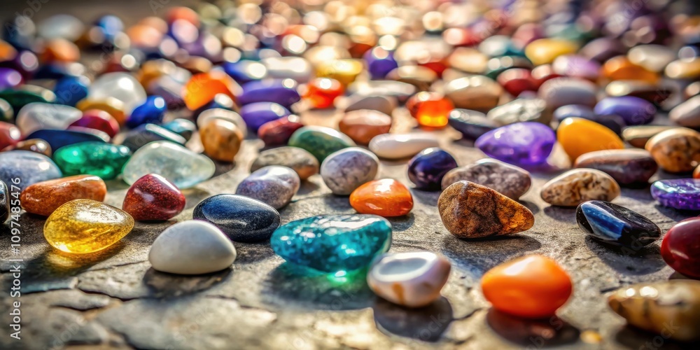 A Colorful Collection of Polished Stones Basking in Sunlight A Colorful Collection of Polished Stones Basking in Sunlight