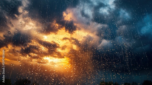 Sunset Rain: A Dramatic View of Nature's Beauty