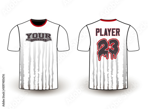 All sports player jersey design with an elegant edgy and wild look. Sports gear template mockup perfect fit for all sports. The designs that go on casual wear, shirts, fashion apparel, and all kind 