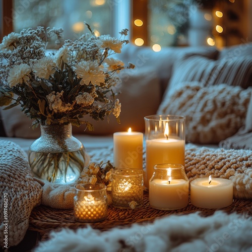 Cozy Home Setting with Cand...