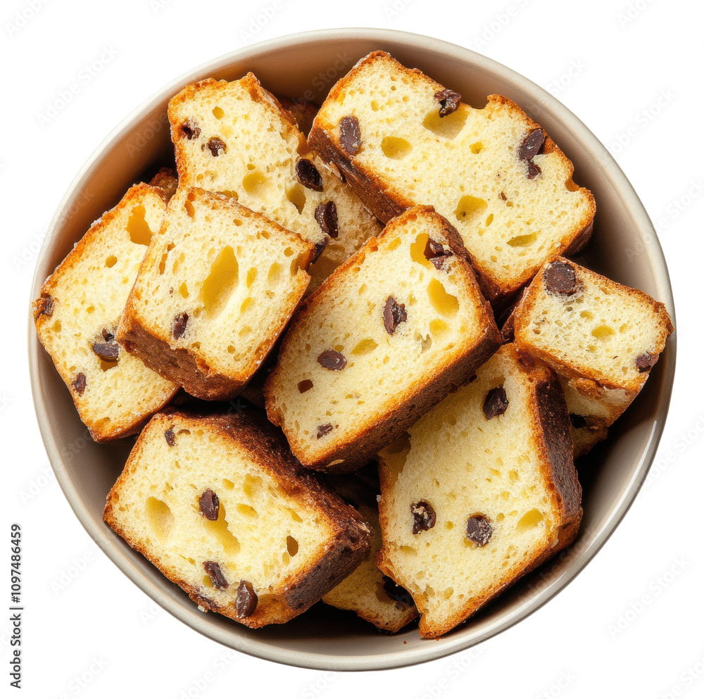 Deliciously sliced Italian panettone in a bowl ready for tasting isolated on transparent background Deliciously sliced Italian panettone in a bowl ready for tasting isolated on transparent background